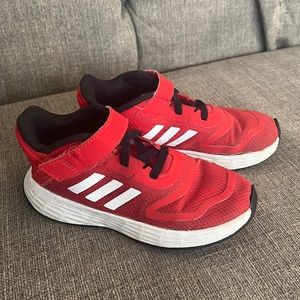 Boys red adidas sneakers